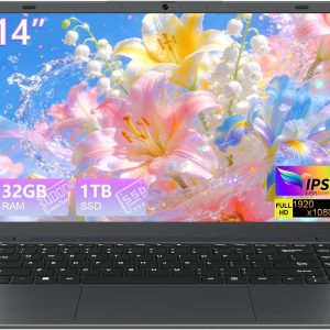 14'' Laptop Computer, 32GB RAM 1TB SSD, FHD Display, WiFi5, BT5