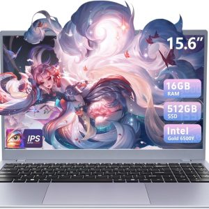 15.6 Inch Laptop Computer, Pentium Gold 6500Y (Beats Pentium, Celeron, Up to 3.4GHz), 16GB RAM 512GB SSD, IPS FHD Display, HDMI,USB-C,USB3.2,BT5.2, Office Suit, Thin & Portable Laptops, Silver