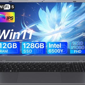 15.6 inch Laptop Computer, Laptop with 12GB RAM 128GB SSD Pentium Gold Processor (Up to 3.4GHz), 1080p IPS FHD Display, Type-C, USB 3.2, HDMI, WIFI5, BT5, Laptops for Business & Students, Gray