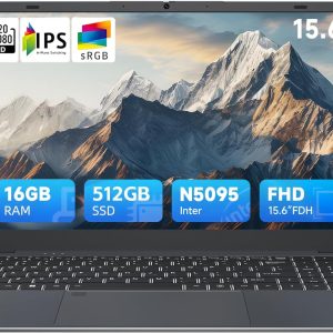 15.6 inch Laptop, Laptop Computer N5095 Processor (4C/4T, Up to 2.9GHz), 16GB RAM 512GB SSD(Up to 2TB), Backlit, Fingerprint, Type-C, HDMI, USB3.2, BT5, WiFi 5, Office Suite, Laptops