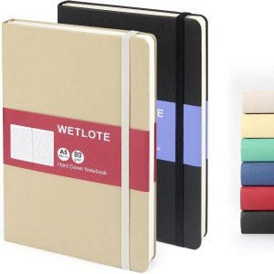 Hardcover Lined Journal Notebook 2 Pack, A5 Notebook College Ruled Writing Journals 212 Pages, Large Lined Notebooks for Women Men School College Office Journaling (Black White)
