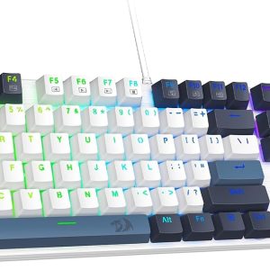 Redragon Mechanical Gaming Keyboard Wired, 11 Programmable Backlit Modes, Hot-Swappable Red Switch, Anti-Ghosting, Double-Shot PBT Keycaps, Light Up Keyboard for PC Mac, Blue