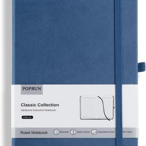 POPRUN A5 Notebook Lined, Hardcover Journal, 240 Pages, 5.5