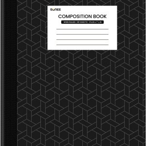 SUNEE Composition Notebook, Wide Ruled Paper, Home School Supplies for College Students & K-12, 9-3/4