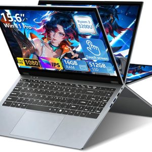2 in 1 Laptop, Laptop Computer with Ryzen R3 3200U(up to 3.50GHz), 15.6 Inch Convertible Laptop, 16GB RAM 512GB SSD Touchscreen Laptop, FHD 1080P, 360° Rotating Touch Screen, Backlit KB Lap top PC