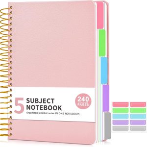 5 Subject Notebook College Ruled 240 Pages, A5(5.8