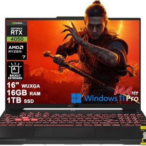 ASUS TUF Gaming A16 Laptop 16" WUXGA IPS 144Hz AMD 8-core Ryzen 7 170 16GB RAM 1TB SSD GeForce RTX 4050 RGB Backlit Type-c AI Noise Cancelation Win11Pro ICP Acc