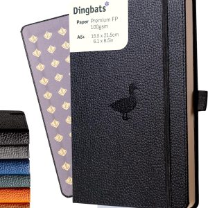 Dingbats* Wildlife Plain Writing Journal Notebook A5 - Vegan Leather Hardcover - Ideal for Work, Travel - Pocket, Elastic Closure, & Bookmark
