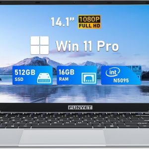 FUNYET Laptop Computer, Gaming Laptops 2026, 14 Inch Lap Top PC Windows 11 Pro, 16GB RAM 512GB SSD, Intel N5095 Processor(up to 2.9 GHz), Office 365, for Business and Students, 2-Year Warranty