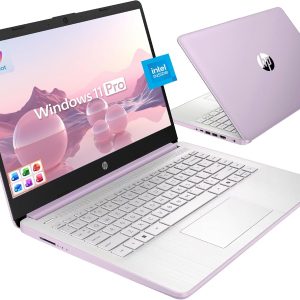 HP Ultrabook 14 Laptop Computer Business Study & Home 2025, MS Office + Windows 11 Pro, Quad-Core Intel CPU, 16GB RAM & 628GB Storage (128GB UFS+500GB Ext), WiFi 6, HubxcelAcces, Lavender