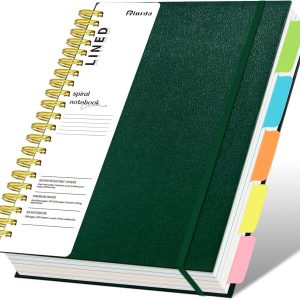Hardcover Spiral Notebook with removable dividers 300 page(Green)