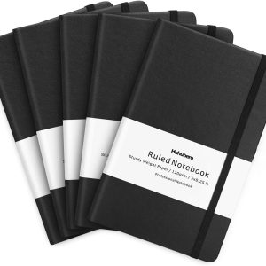 Huhuhero 5 Pack Lined Journal Notebook, A5 College Ruled 5