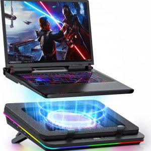 IETS GT600 RGB Laptop Cooling Pad Equipped with Gigantic Turbo-Fan（5.5inch Diameter）,Sealed Foam for Rapid Cooling Gaming Laptop,14.1-19.3 inch Laptop Cooler with 3-Port USB Hub,Dust Filter