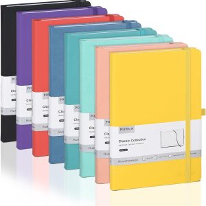 POPRUN A5 Lined Notebooks for Work, Hardcover Journal, 240 Pages, 8 Colors