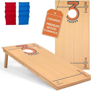Regulation Size Wooden Cornhole Board Set 4x2 or Portable 3x2 ft