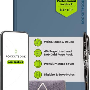 Rocketbook Pro Smart Reusable Notebook, Letter 8.5x11, Blue