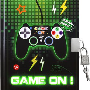 WERNNSAI Game Luminous Kids Diary for Boys, Secret Diary with Lock and Keys
