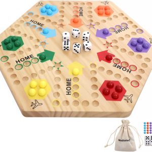 Wahoo Board Game Double‑Sided Painted Wooden Fast Track Marble Board Game
