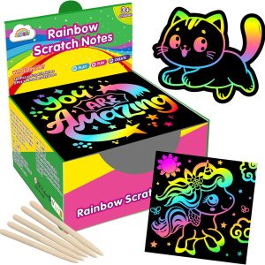 ZMLM 165 Rainbow Scratch Paper Art Mini Notes - Stocking Stuffers for Kids