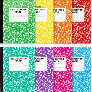 feela Composition Notebook, 8 Pack 8 Pastel Colors College Ruled Composition Books Bulk, Marble Cover Notepad Lined Cute Journal Notebooks for School Supplies Notes Taking Writing, 9.75 X 7.5 in