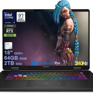 msi Crosshair 18 HX AI Gaming Laptop 18" QHD+ 240Hz 100% DCI-P3 Intel 24-core Ultra 9 275HX (>i9-14900HX) 64GB DDR5 2TB SSD GeForce RTX 5070 (Up to 798 AI Tops) RGB Backlit WiFi6E Win11Pro ICP Acc