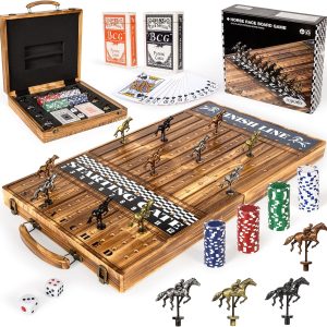 ropoda Upgraded 23'' Foldable Horse Race Board Game with Luxury Horses